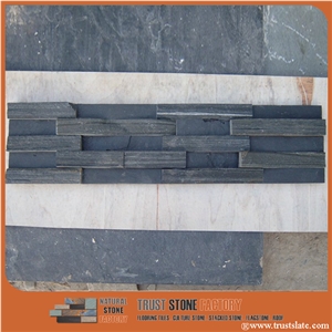 Rough Rockface Ledgestone,Grey Black Slate Stone Veneer,Cultured Stone Facade,Stacking Stone Panel,Wall Covering Stone,Fireplace Ledgestone