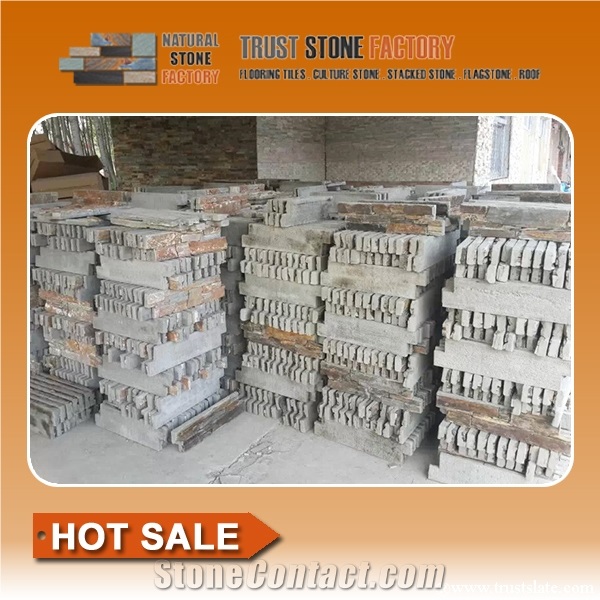 Rust Grey Quartzite Ledge Stone,Stacked Stone Veneer Wall Panels,Fireplace Decoration,On Sale China