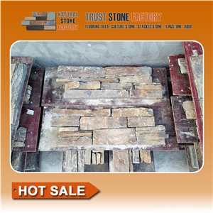 Rust Quartzite Ledge Stone,Rectangle Nature Cultured Stone Panel,Wall Stone Veneer,Ledge Stone Veneer,Stacked Stone Wall Cladding,Cultured Stone Wall Panel