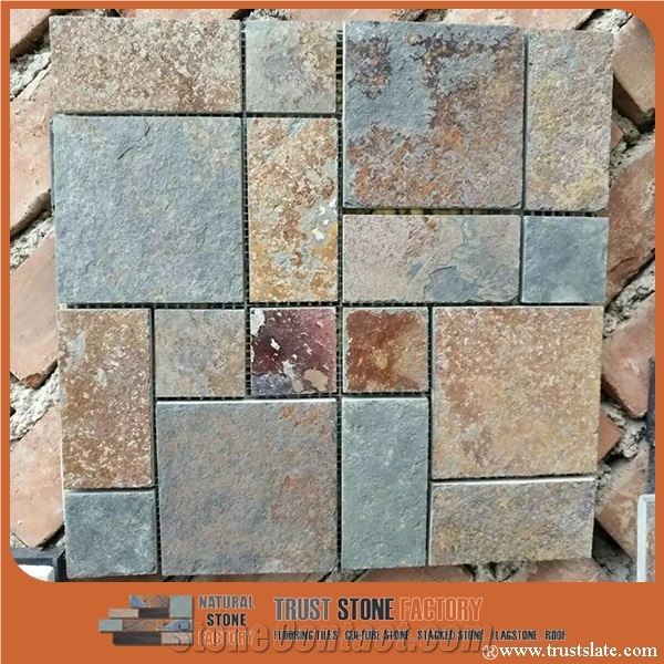 Rusty Brown Multicolor Slate French Pattern