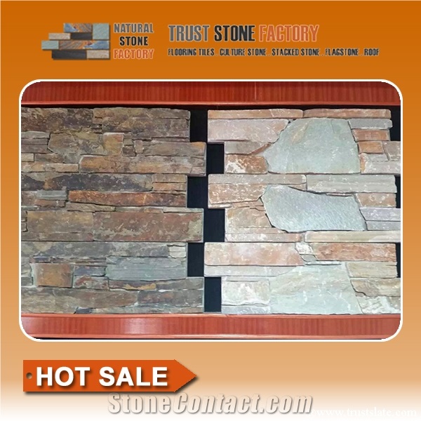 Rusty Copper White Slate Panel Veneer Wall Cladding
