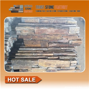 Rusty Quartzite Panels Decor Ledgestone,Cultured Stone Cladding Price,Stacked Stone Veneer