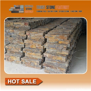 Wall Fireplace Decoration,Multicolor Dry Stone Wall Construction,Quartzite Stone Wall Tile