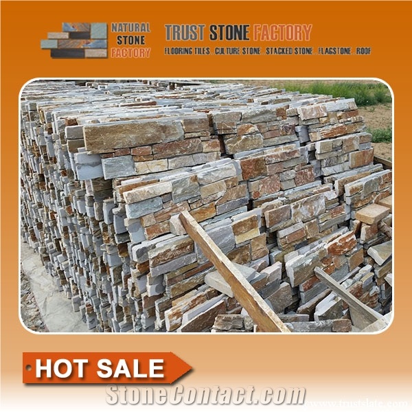 Wall Fireplace Decoration,Multicolor Quartzite Stone Wall Panels Send to the Us,Quartzite Stone Wall Tile