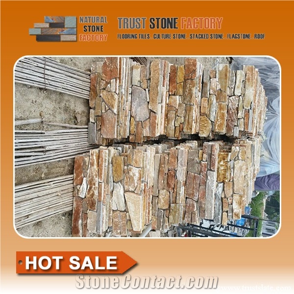 Wall Fireplace Decoration,Quartzite Stacked Stone Tile,Multicolor Exteria Stacked Stone Veneer
