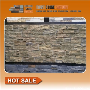 Yellow Slate Stone Wall Panels,Exteria Stone Wall Veneer,Slate Stone Wall Tile
