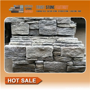 Yellow Stacked Stone Panel,Quartzite Stone Wall Rough Slate Wall,Exteria Stacked Stone
