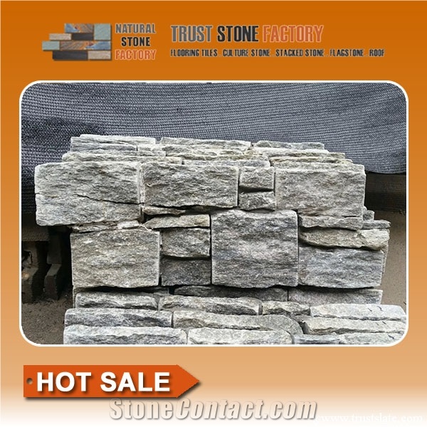 Yellow Stacked Stone Panel,Quartzite Stone Wall Rough Slate Wall,Exteria Stacked Stone