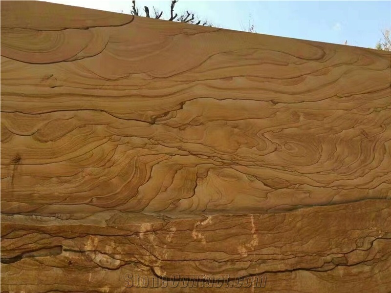 Chinese Yellow Landscape Pattern Sandstone Slab