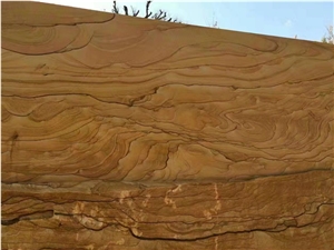 Chinese Yellow Landscape Pattern Sandstone Slab