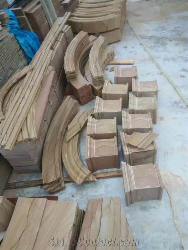 Chinese Yellow Landscape Pattern Sandstone Slabs