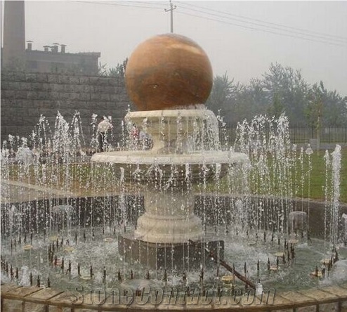 Outdoor Natural Stone Floating Rolling Ball Fountain for Sale