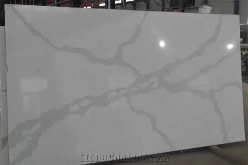 White Color Quartz Stone Slabs & Tiles, Engineered Stone Walling