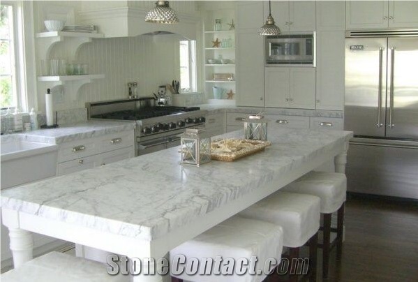 White Marble Kitchen Countertops, Kitchen Island Tops
