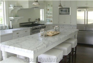 White Marble Kitchen Countertops, Kitchen Island Tops