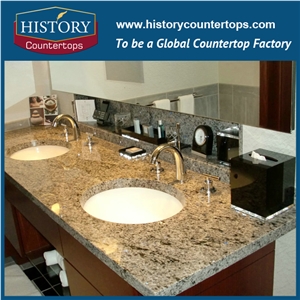 Bathroom Solid Surface for Granite Tops, Stabdard Size and Custom Size Vanity Tops for Sales, Double Sink Vanity Top