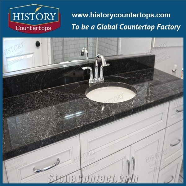 Bathroom Tops Double or Single Sink for Granite, Polished Surface Vanity Tops with Custom Edging for Hospitality and Multi-Family Projects