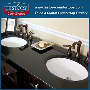 Black Galaxy Granite Bath Tops,Black Color Natural Granite,Building Material Stone Bathroom Tops,Bathroom Countertops,Black Granite Surface Bathroom Vanity Countertops,Custom Vnaity Tops for Sales