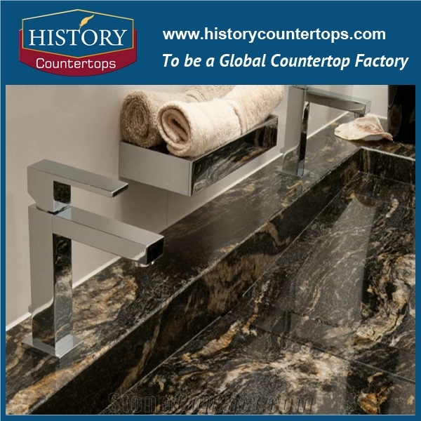 Cheap Building Material, Best Selling Natural Granite, Brazil Black Granite for Bathroom Countertops& Custom Vanity Tops