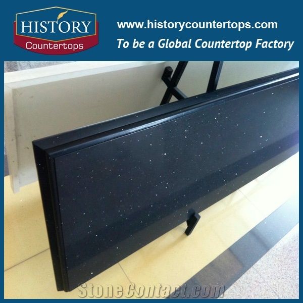 China Building Stone Jet Black Artificial Quartz For Polished