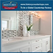 China Factory White Color Blizzard Artificial Quartz Engineered Stone Bathroom Countertops,Solid Surface Vanity Top,Custom for Hospitality & Multi-Family Projects