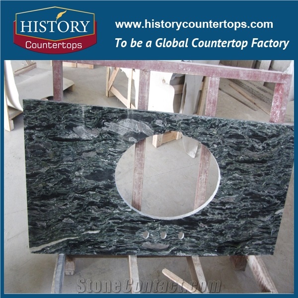 China High Polished Granite India Green Granite Bathroom Countertops, Solid Surface Building Stone, Custom Vanity Tops for Sales