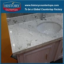 China High Quality Builiding Stone White Color Artificial Quartz Montlake Custom Bathroom Vanity Tops Materials,Polished, Flat Edge, Eased Edge, Beveled Edge Countertop