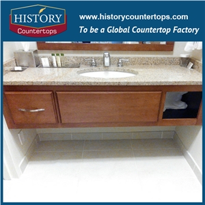 China Navajo White Granite Vanity Tops with Custom Edges Prices, Engineered Stone Bathroom Single and Double Sinks Polished Surface for Multi-Family Projects