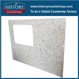 China Tong White Granite Countertops with Custom Edging, Kitchen Polished Surface Worktops for Sales, Best Kitchen Tops Prices for Multi-Family and Hospitality Projects