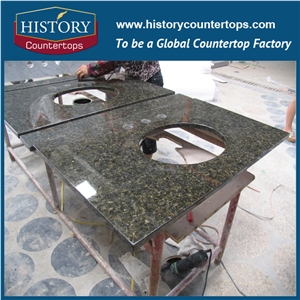 Chinese Supplier High Polished Solid Surface Granite,Brazil Verde Ubatuba Building Material Popular in Bathroom Countertops,Custom Vanity Tops