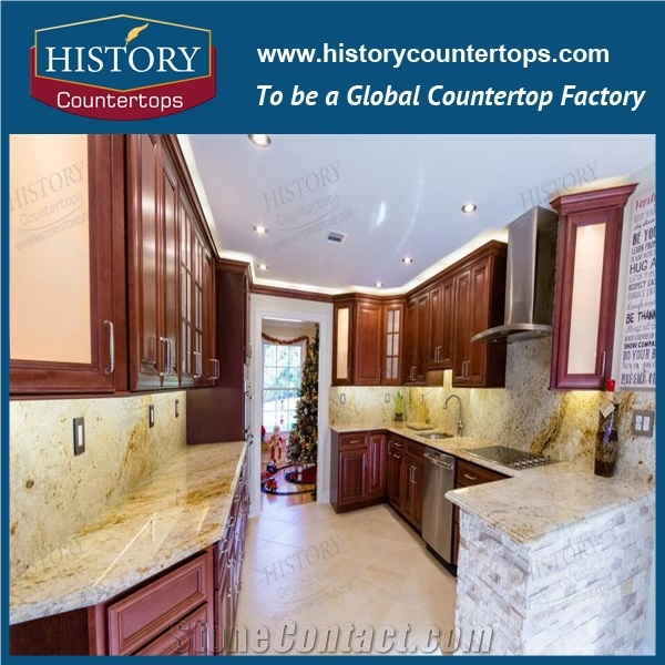 Colonial Brazil Granite Kitchen Worktops on Sales, Polished Surface Countertops with Bullnose Edg, Custom Kitchen Tops for Multi-Family Projects