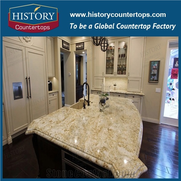 Colonial Brazil Granite Kitchen Worktops on Sales, Polished Surface Countertops with Bullnose Edg, Custom Kitchen Tops for Multi-Family Projects