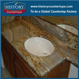 Double or Single Sink Bathroom Tops for Granite, Polished Surface Vanity Tops with Custom Edging, Cheap Price Bathroom Tops for Multi-Family Projects