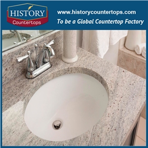 Hot Sale Different Type Natural Stone,India Material White Granite for Bathroom Countertop,Custom Vanity Top,Solid Surface Granite Bathroom Tops