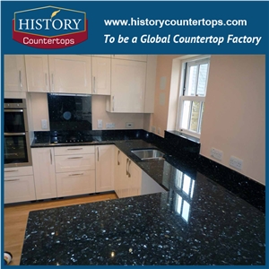Island Top Silver Pearl Granite Countertop for Kitchen Center, Kitchen Solid Surface Island Tops with Custom Edging for Hospitality Projects