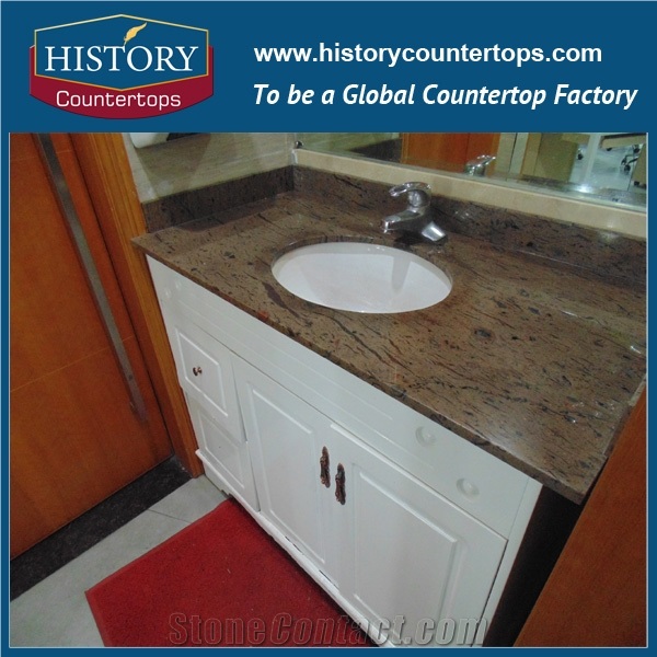 Manufacture Cheap Granite,High Polished Yellow Granite,Own Querries Chinese Supplier Giallo Peacock Granite Bathroom Countertop,Vanity Tops