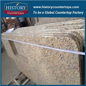 Manufacture Cheap Granite,High Polished Yellow Granite,Own Querries Chinese Supplier New Venitian Golden Granite Kitchen Countertop,Bar Top,Kitchen Islang Tops