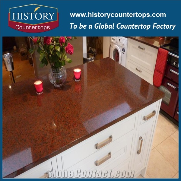 Natural Stone Chinses Supplier High Polished African Red Pearl Building Material, Kitchen Countertops, Red Granite Bar Tops, Work Top, Bench Top for Sales