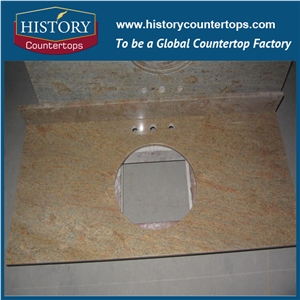 Popular Color and Hot Selling Style India Madura Gold Granite, High Polished Bathroom Solid Surface Countertops,Custom Vanity Top