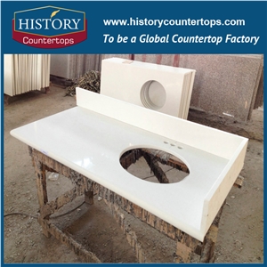 Pure White Quartz Stone Countertops,Artificial Stone Bathroom Vanity Tops, Polished Surface,Cut to Size Vanity Tops Artificial Quartz