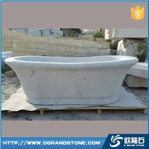 Natural Stone Bath Tub, Hunan White Marble Hotel Bathtub