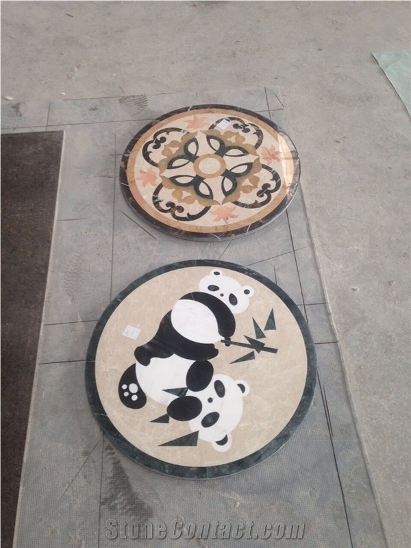 Waterject Marble Round Medallions, Marble Panda Medallions