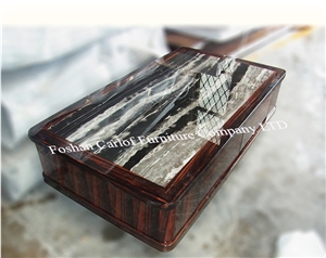 Black Marble Inlay Coffee Table Top Wooden Centre Table