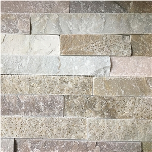 China Beige Slate Fireplace Stacked Stone Veneer Feature Wall Cladding Panel Ledge Stone Rock Split Face Mosaic Tile Landscaping Building Interior & Exterior Decor Natural Culture Stone 55x15cm Z