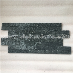 China Black Quartzite Stacked Stone Veneer Feature Wall Cladding Panel Ledge Stone Split Face Mosaic Tile Landscaping Building Interior & Exterior Decor Natural Culture Stone 40x10cm Z-Shape