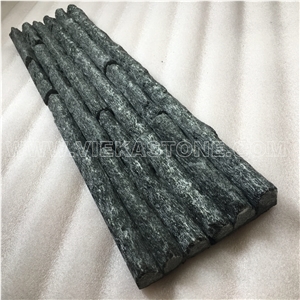 China Black Quartzite Stacked Stone Veneer Feature Wall Cladding Panel Ledger Stone Natural Split Face Mosaic Tile Landscaping Building Interior & Exterior Decor Culture Stone 60x15cm Mountain-Shape