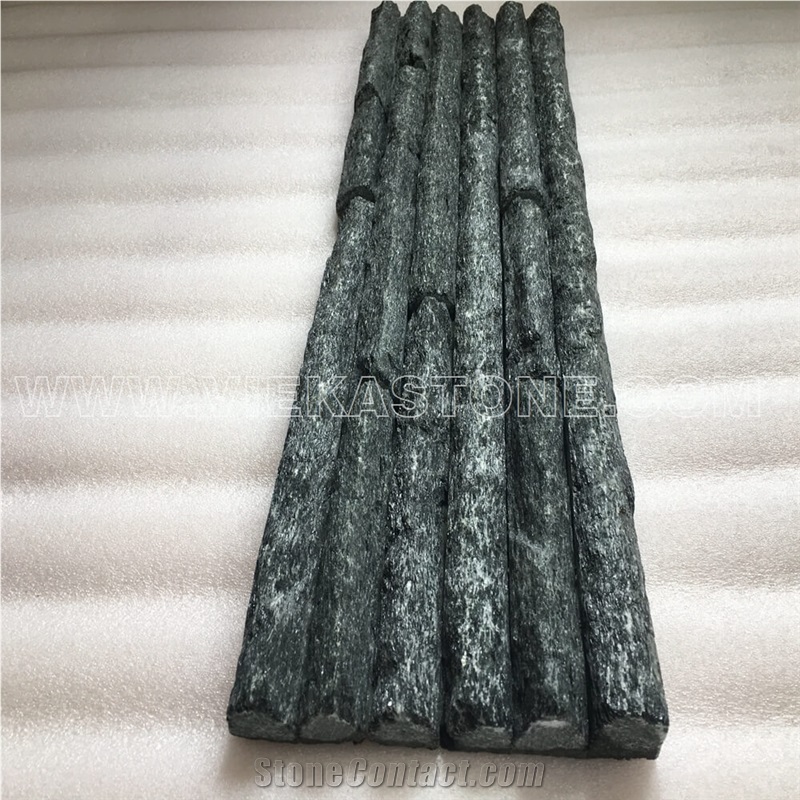 China Black Quartzite Stacked Stone Veneer Feature Wall Cladding Panel Ledger Stone Natural Split Face Mosaic Tile Landscaping Building Interior & Exterior Decor Culture Stone 60x15cm Mountain-Shape