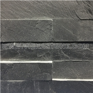 China Black Slate Fireplace Stacked Stone Veneer Feature Wall Cladding Panel Ledge Stone Rock Natural Split Face Mosaic Tile Landscaping Building Interior & Exterior Decor Culture Stone 60x15cm