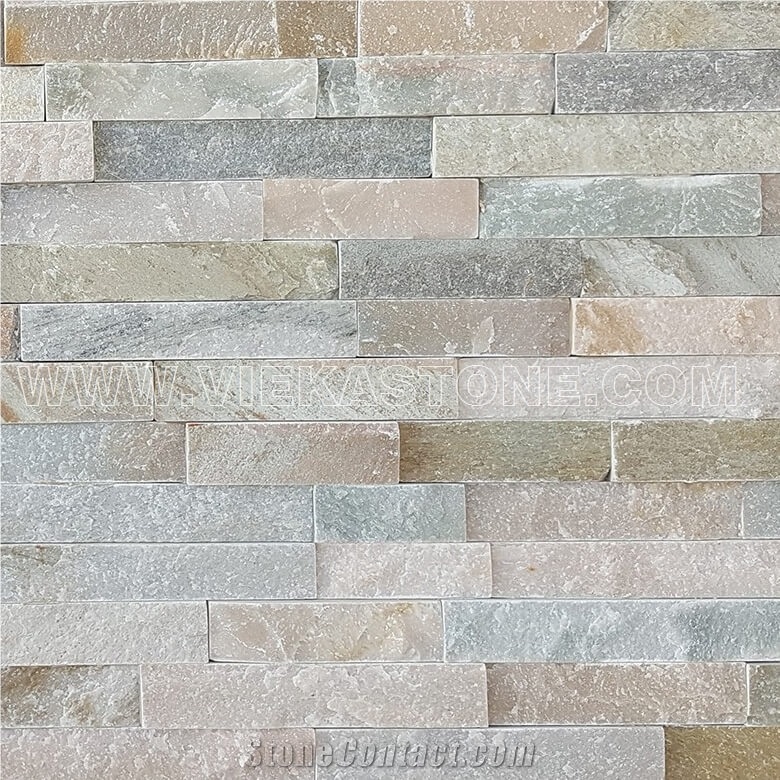 China Mixed Beige Slate Fireplace Stacked Stone Veneer Feature Wall Cladding Panel Ledge Stone Rock Natural Split Face Mosaic Tile Landscaping Building Interior & Exterior Decor Culture Stone 60x15cm