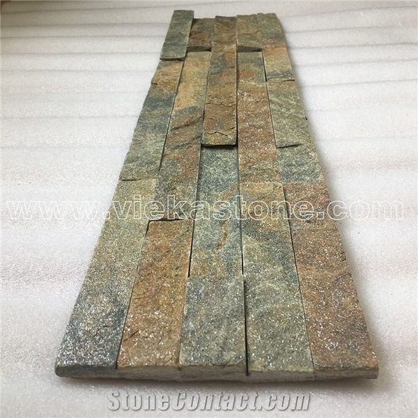 China Rusty Quartzite Fireplace Stacked, Stacked Stone Mosaic Tile